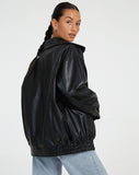 Harlin Oversized PU Zip Jacket – Sleek Faux Leather with Attitude