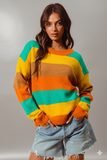 Vibrant Multi‑Stripe Ribbed Sweater – Pop of Color for Everyday Style