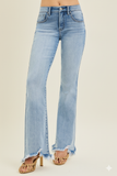 Flattering Mid‑Rise Flare Jeans with Frayed Hem – RISEN Plus‑Size Edition