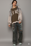 Chic French Terry Sweatshirt with Balloon Sleeves & Sparkling Sequin Tassels