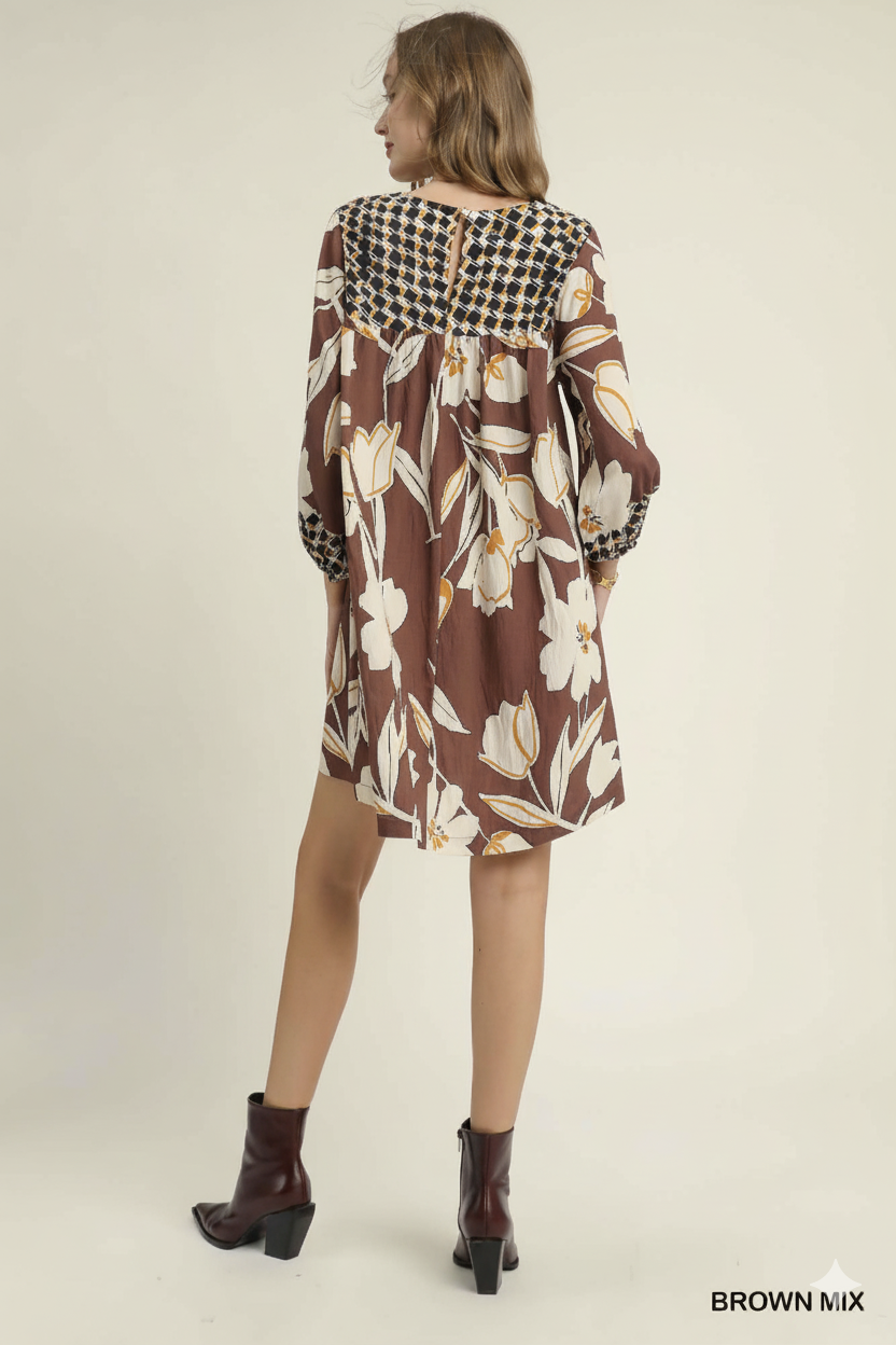 Whimsical Floral Babydoll Dress with Flowy High‑Low Hem