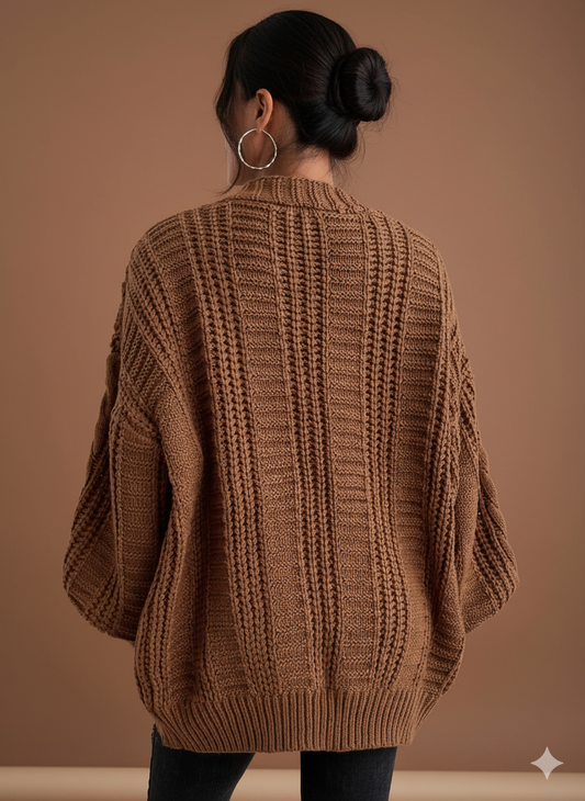 Weekend Chunky Cable Knit Open-Front Cardigan