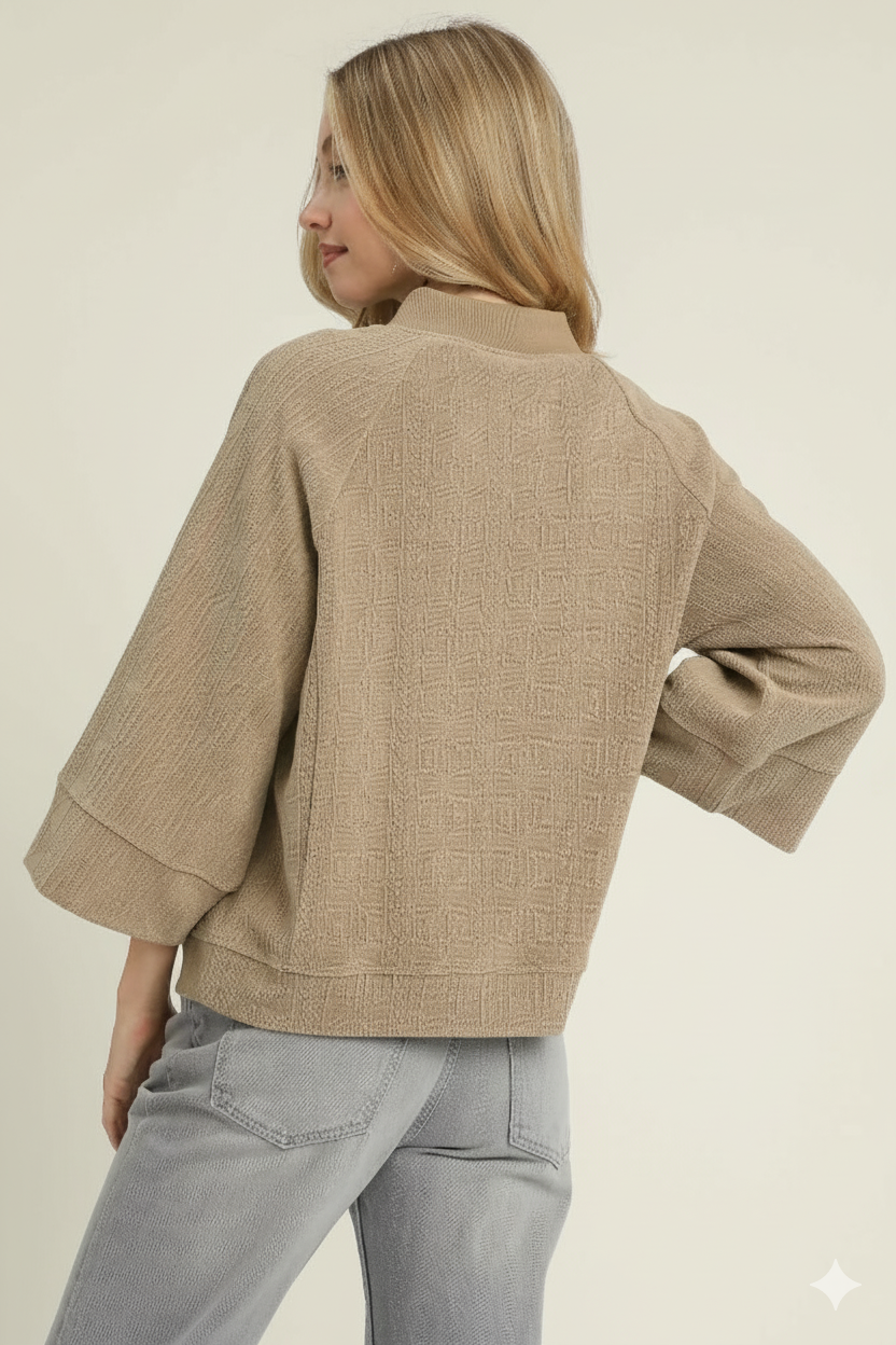 Stylish Textured Knit V‑Neck Top