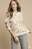 Charming Oversized Heart-Print Crewneck Sweater
