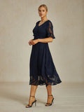 Elegant Ruffle Flutter Lace Maxi Dress