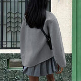 Sable Double‑Breasted Coat – Chic Oversized Tailcoat in Taupe