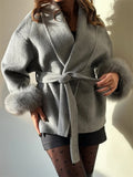 Chic Tossy Faux Fur & Wool Short Overcoat for Women