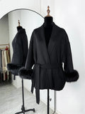 Chic Tossy Faux Fur & Wool Short Overcoat for Women