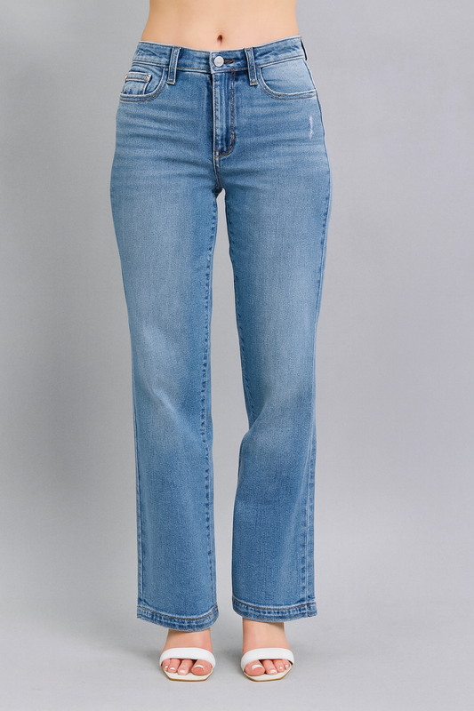 High-Rise Straight Jeans for Curvy Figures – Judy Blue Stretch Denim