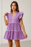 Playful Tiered Ruffle Dress with Contrast Binding – Game Day Ready Style
