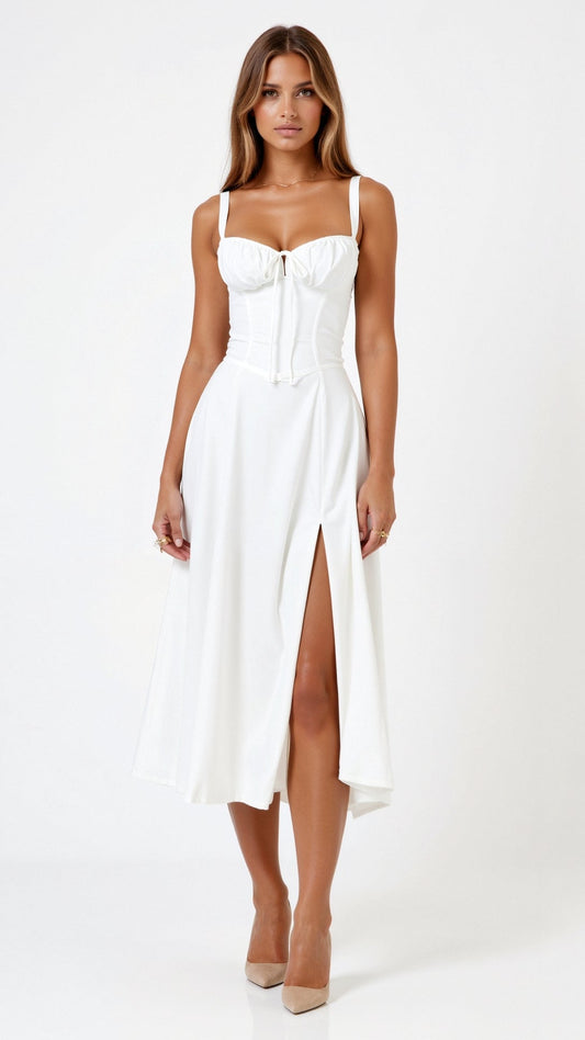 Jade Lace-Up Midi Dress