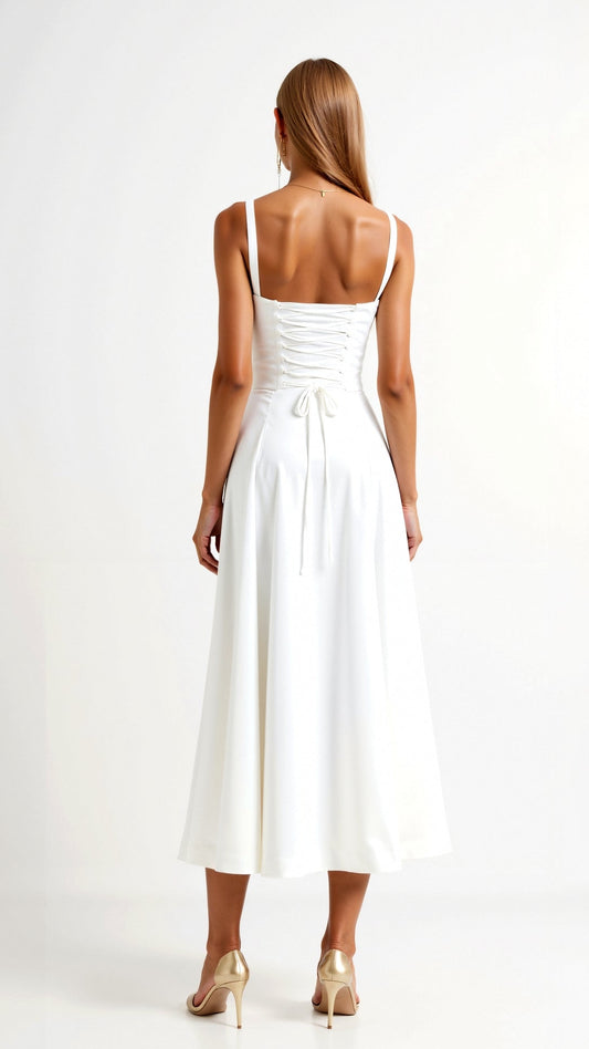 Jade Lace-Up Midi Dress