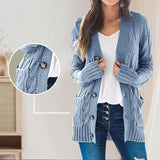 Dames Herfst Casual Lange Mouwen Knopenloos met Open Voorzijde en Gebreid Kabelvest (Koop 2, Gratis Verzending)