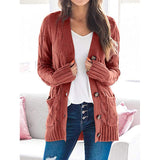 Dames Herfst Casual Lange Mouwen Knopenloos met Open Voorzijde en Gebreid Kabelvest (Koop 2, Gratis Verzending)