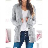 Dames Herfst Casual Lange Mouwen Knopenloos met Open Voorzijde en Gebreid Kabelvest (Koop 2, Gratis Verzending)