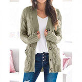 Dames Herfst Casual Lange Mouwen Knopenloos met Open Voorzijde en Gebreid Kabelvest (Koop 2, Gratis Verzending)