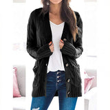 Dames Herfst Casual Lange Mouwen Knopenloos met Open Voorzijde en Gebreid Kabelvest (Koop 2, Gratis Verzending)