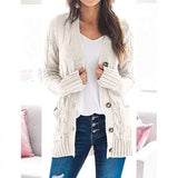 Dames Herfst Casual Lange Mouwen Knopenloos met Open Voorzijde en Gebreid Kabelvest (Koop 2, Gratis Verzending)