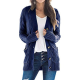 Dames Herfst Casual Lange Mouwen Knopenloos met Open Voorzijde en Gebreid Kabelvest (Koop 2, Gratis Verzending)