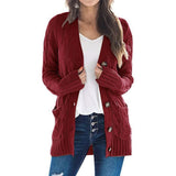 Dames Herfst Casual Lange Mouwen Knopenloos met Open Voorzijde en Gebreid Kabelvest (Koop 2, Gratis Verzending)